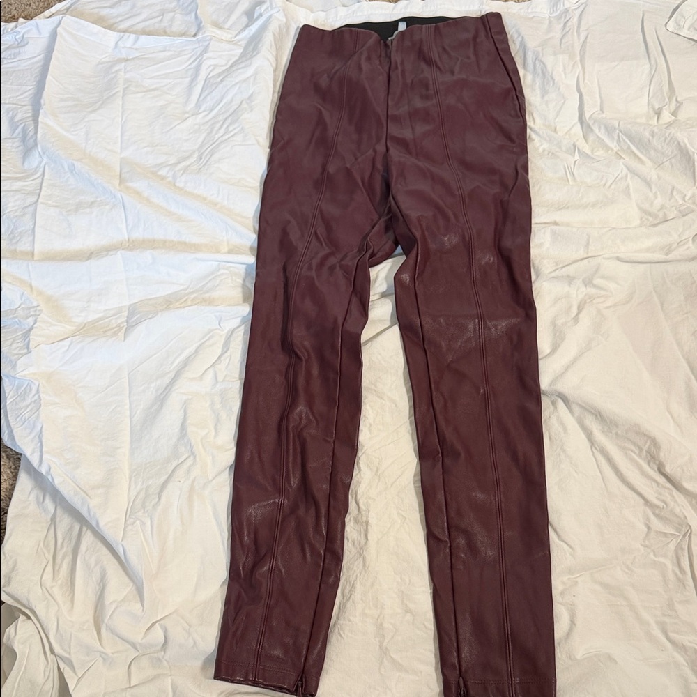 Charlotte Russe Skinny Faux Leather Pants - Wine